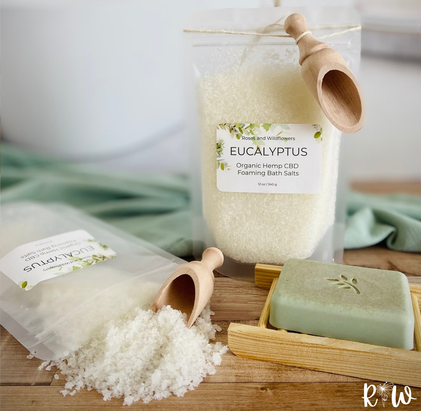 Organic Hemp CBD Foaming Bath Salts - Eucalyptus