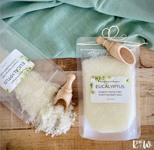 Organic Hemp CBD Foaming Bath Salts - Eucalyptus