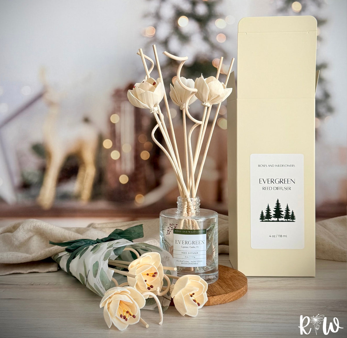 Evergreen Reed Diffuser – Roses and Wildflowers